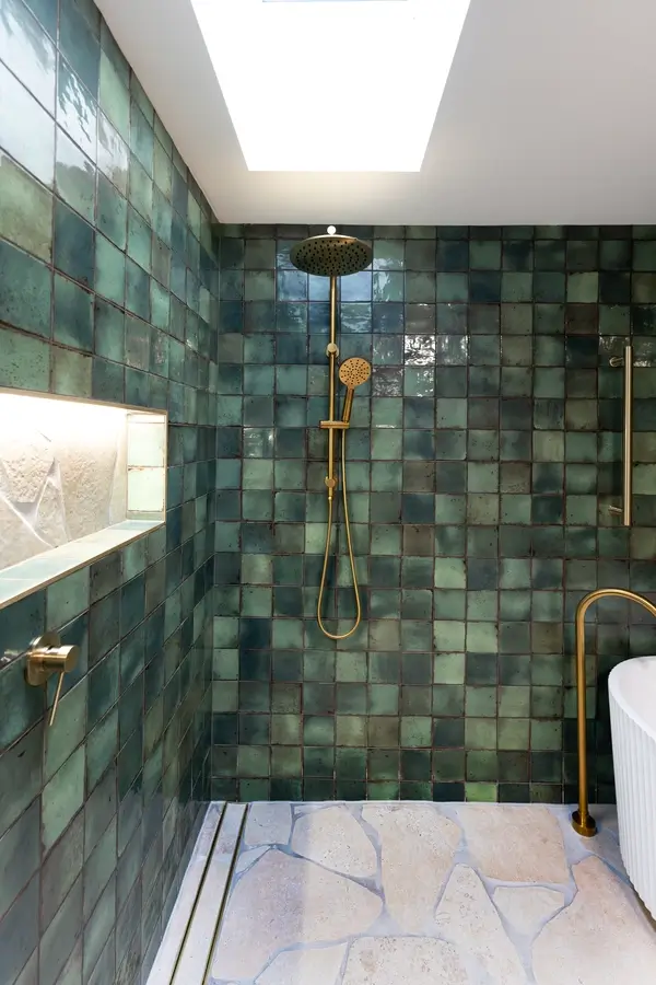 Newly built bathroom with shower